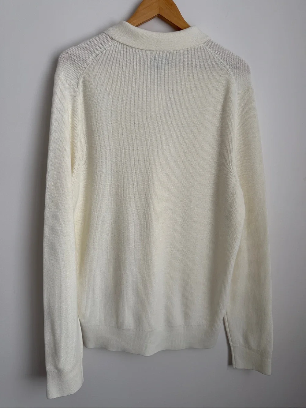 NWT J. Crew Me’s Ivory Ribbed Cotton Quarter-Zip Sweater Polo Size L